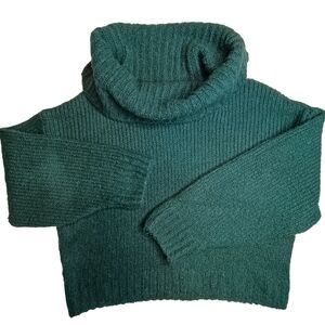 Pilcro Antropologie Forest Green Cowl Neck Cropped Sweater Oversized S
